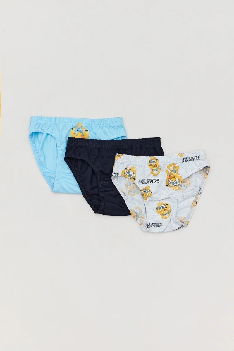 FullaModa Monster Printed 3-Piece Boys' Slip Panties