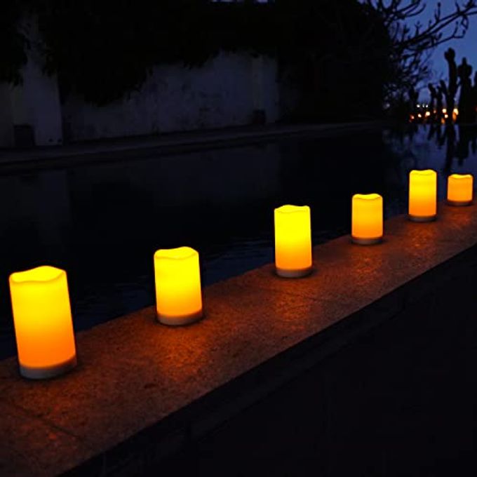 Homemory Solar Powered Candles Outdoor Waterproof, Flickering Glow, Rechargeable Candles, Solar Powered Candles for Outside, Lanterns, Sensor Only, Dusk to Dawn, Set of 3 - Image 5