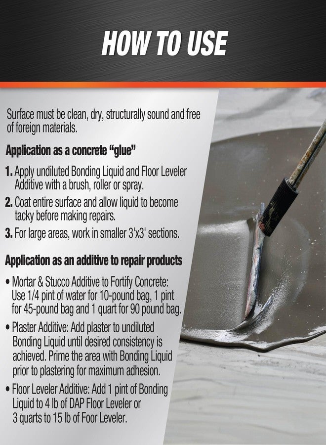 DAP 7079835082 Bonding Liq Floor Lev Additive Raw Building Material, 1 Pint, White - Image 4