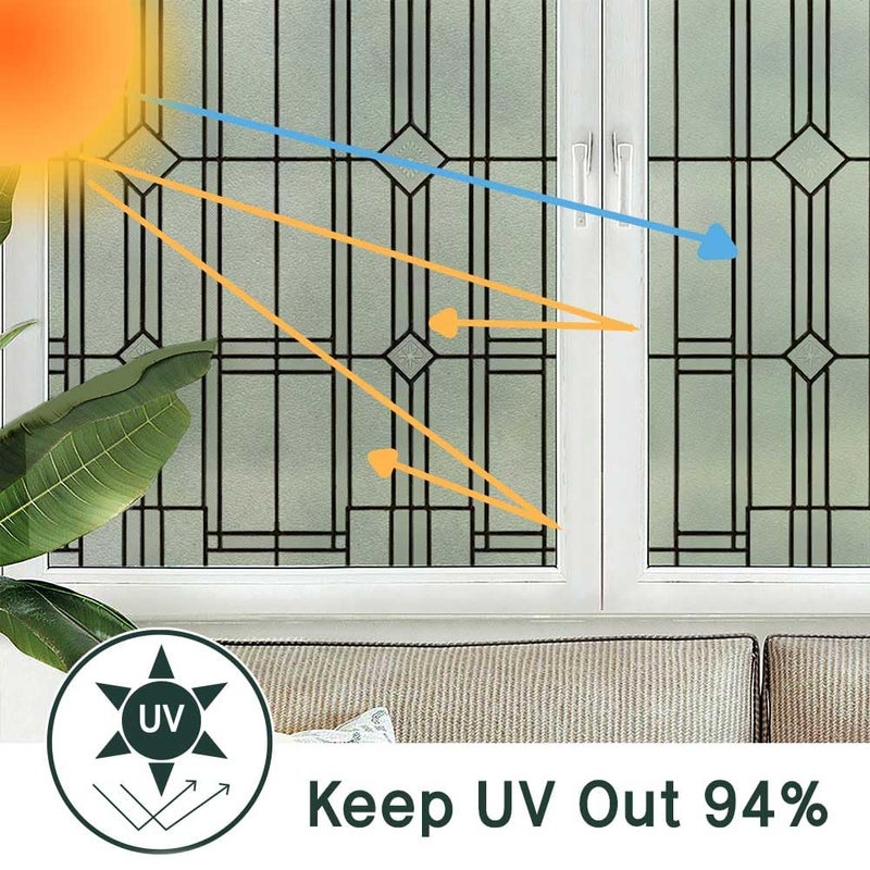 BEAUS TILE UNI Window Film Static Clings Non Adhesive 3D Stained Glass Window Decals UV Protection (Antique, 37.4 x 24.4 Inch) - Image 2