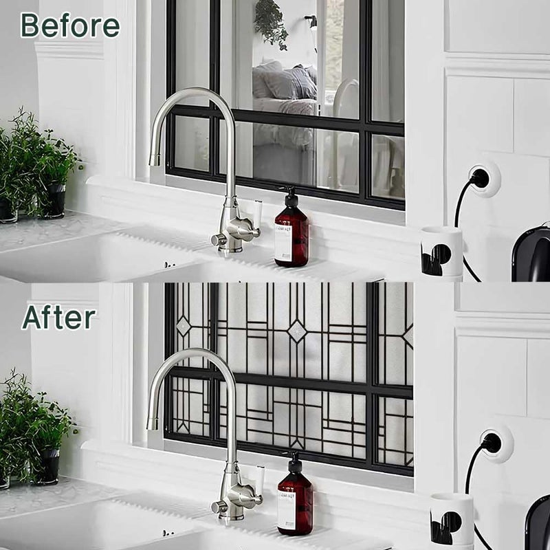 BEAUS TILE UNI Window Film Static Clings Non Adhesive 3D Stained Glass Window Decals UV Protection (Antique, 37.4 x 24.4 Inch) - Image 5