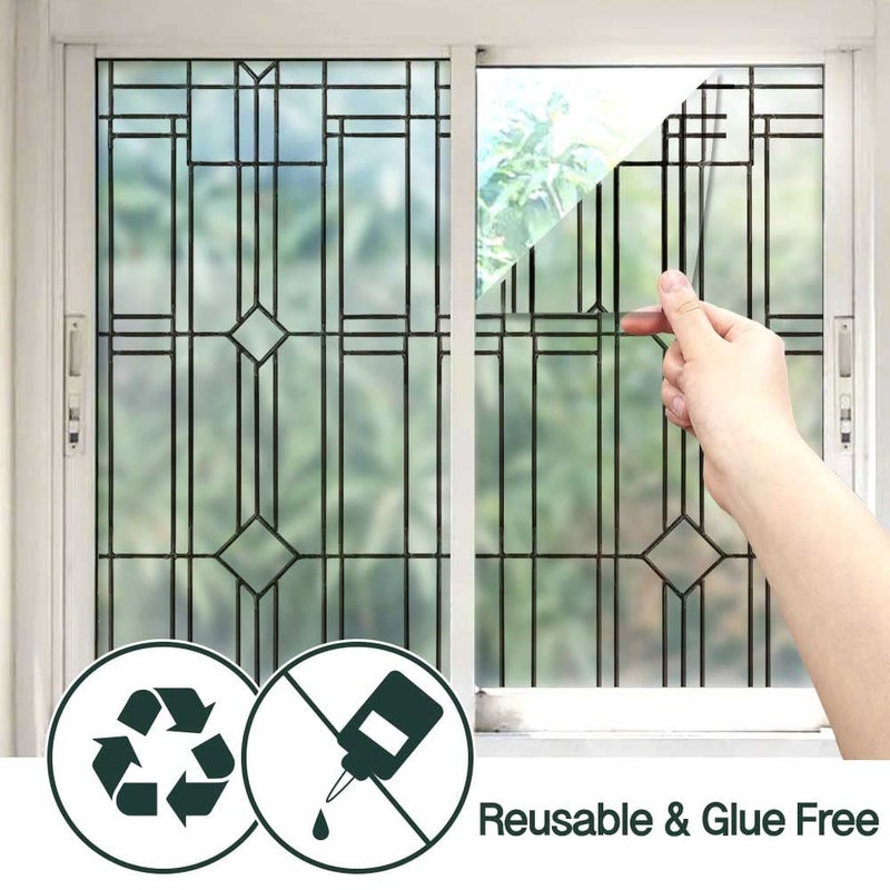BEAUS TILE UNI Window Film Static Clings Non Adhesive 3D Stained Glass Window Decals UV Protection (Antique, 37.4 x 24.4 Inch) - Image 4