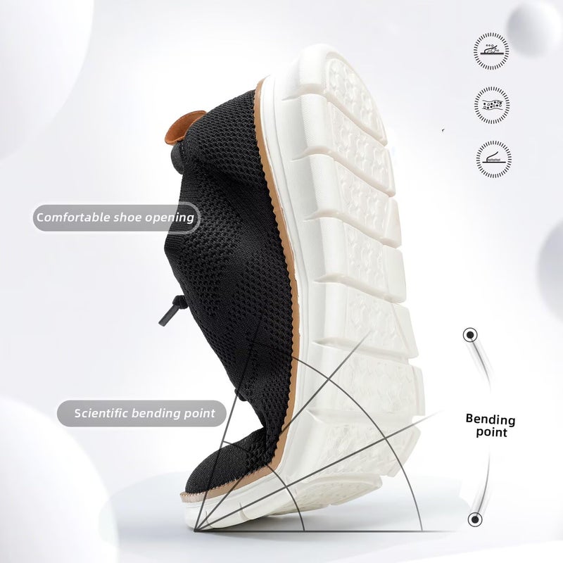 Kvovzo Men's Casual Dress Shoes Fashion Walking Sneakers Mesh Business Oxfords Work Lightweight Soft Sole Black - Image 3