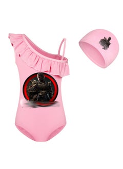 MQD Black Myth Goku Girls' One Piece Swimsuit And Cap Set 