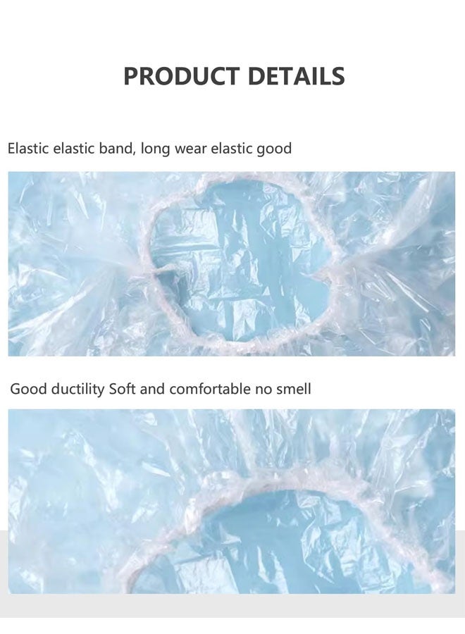 300 قطعة من أغطية الاستحمام للاستخدام مرة واحدة، أغطية استحمام شفافة للسفر، أغطية شعر بلاستيكية كبيرة للنساء، للاستخدام المنزلي والفندقي - Image 4