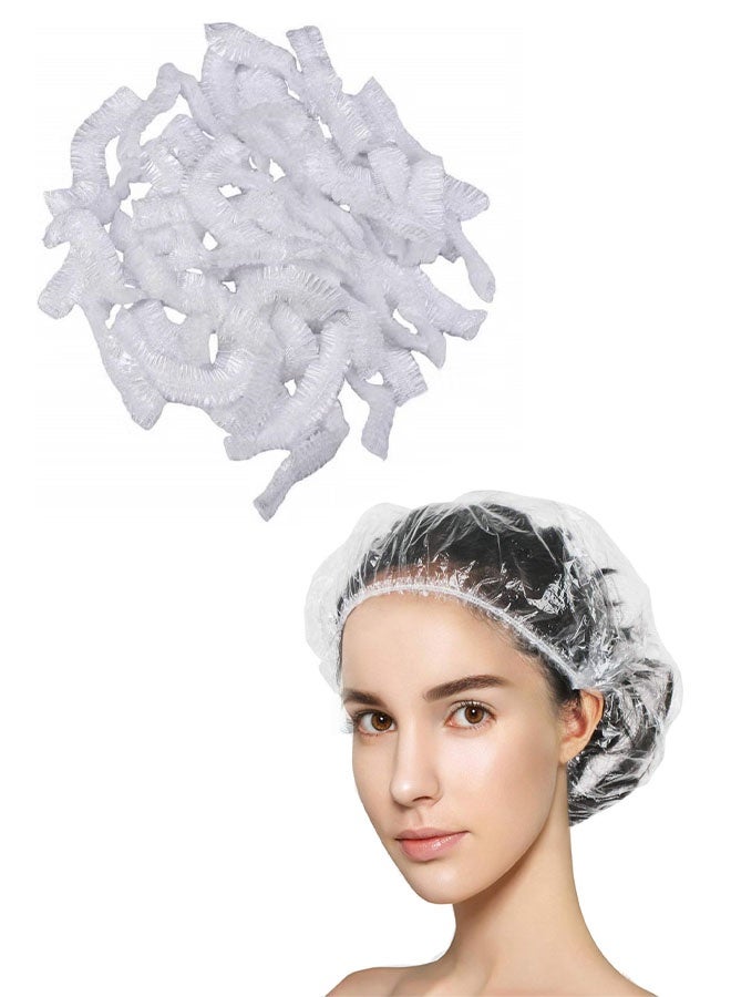 300 قطعة من أغطية الاستحمام للاستخدام مرة واحدة، أغطية استحمام شفافة للسفر، أغطية شعر بلاستيكية كبيرة للنساء، للاستخدام المنزلي والفندقي - Image 1