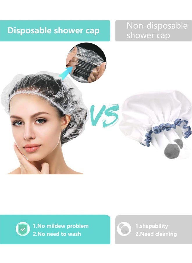 300 قطعة من أغطية الاستحمام للاستخدام مرة واحدة، أغطية استحمام شفافة للسفر، أغطية شعر بلاستيكية كبيرة للنساء، للاستخدام المنزلي والفندقي - Image 2