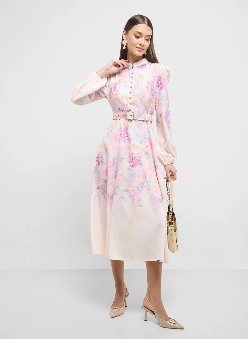 ELLA Floral Belted Dress