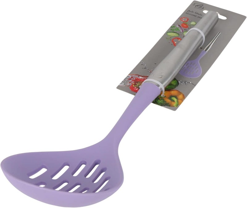 B&D Kitchen Silicone Skimmer Spoon, Purple - Image 1