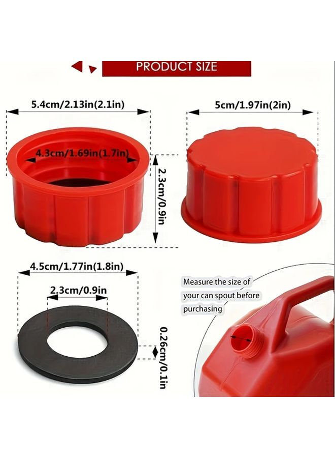 2Pcs Red Coarse Thread Gas Can Cap Replacement Prevents Fuel Leakage - Image 2