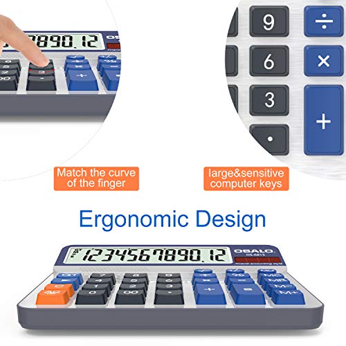 Pendancy Desktop Calculator Extra Large 5in LCD Display 12-Digit Big Button Giant Accounting Calculator, Battery & Solar Powered, for Office Business & Home(OS-6815) - Image 3