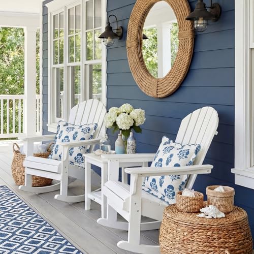 BrightRow 2 Pcs Scalloped Floral Block Print Pillow Cover 18 x 18 Inch Scallop Pillow Cover Grandmillennial Style Indoor Outdoor Scalloped Throw Home Decor (Classic) - Image 4
