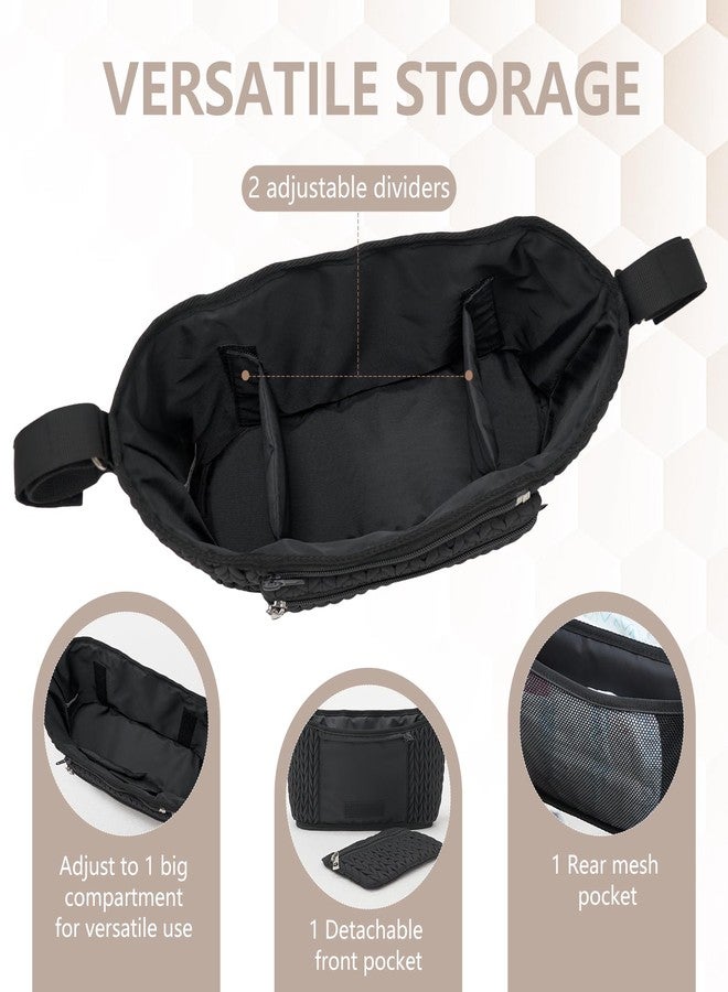 LUKJOJO Stroller Organizer - Stylish Quilting Nylon, Universal Fit, Detachable Bag, Adjustable Multi-Storage for Baby Stroller and Pet Stroller（Black-A - Image 4