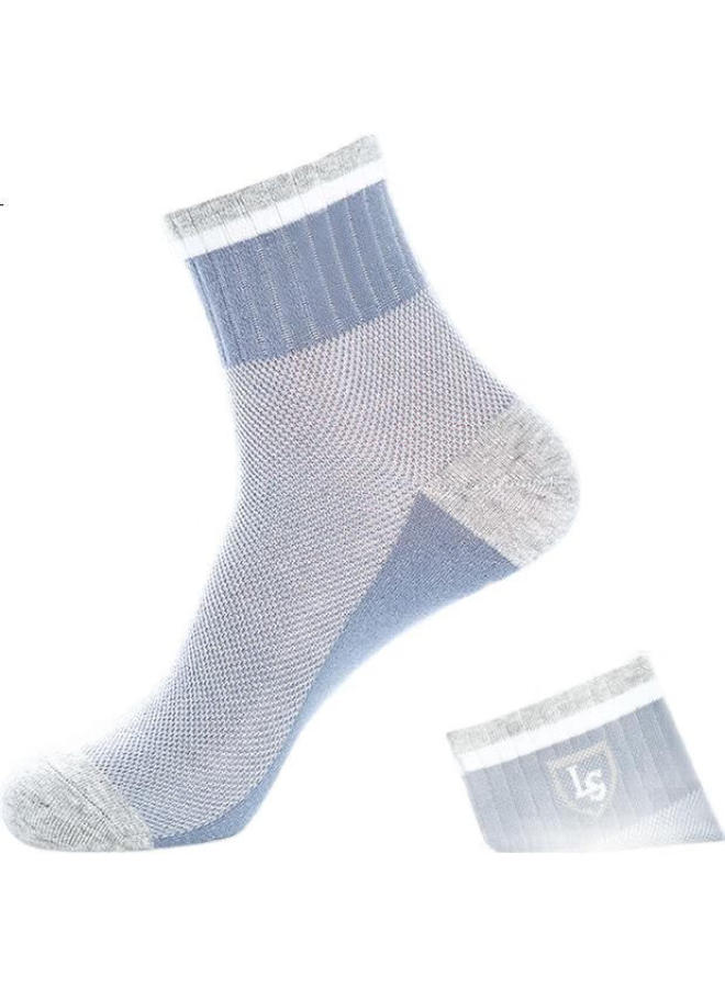 Liangrenfang Men'S Socks, Summer Men'S Socks, 100% Pure Cotton, Odor-Resistant, Sweat-Absorbing, Antibacterial, Wear-Resistant, 7A Grade Cotton, Mid-Calf Socks