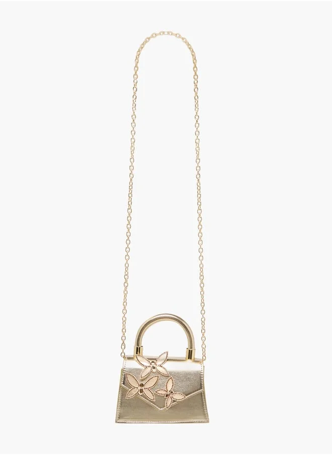 سيليست Girls Embellished Crossbody Bag with Chain Strap and Button Closure