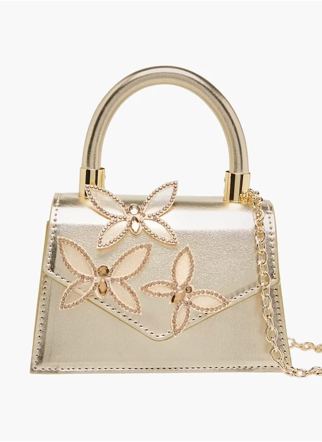 سيليست Girls Embellished Crossbody Bag with Chain Strap and Button Closure