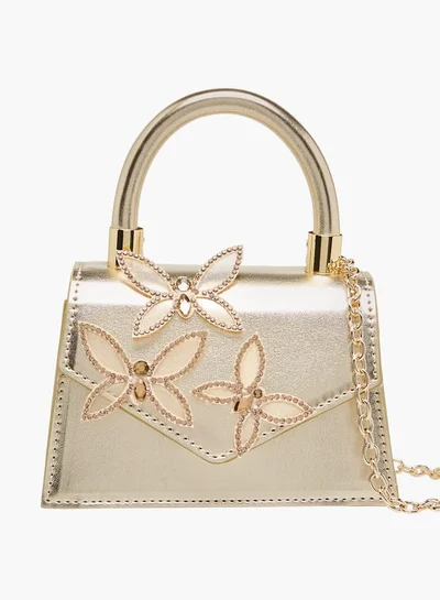 سيليست Girls Embellished Crossbody Bag with Chain Strap and Button Closure