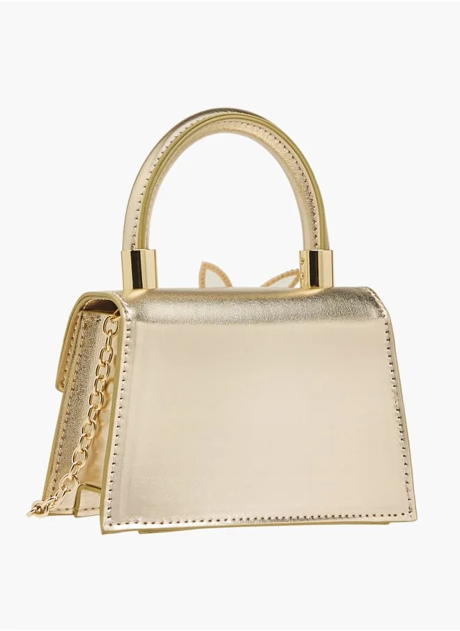 Celeste Girls Embellished Crossbody Bag with Chain Strap and Button Closure