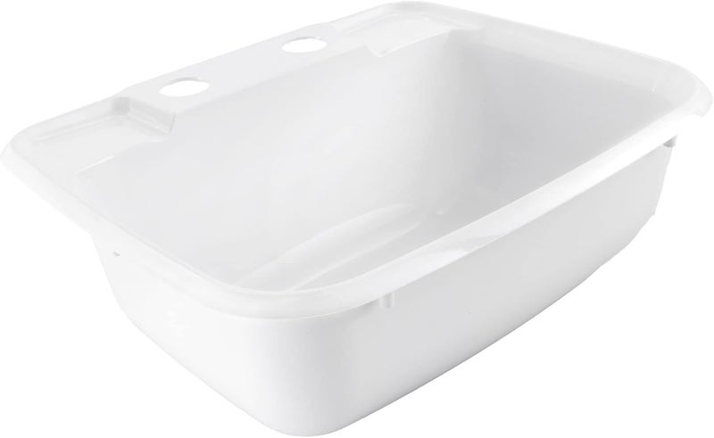 RecPro Rectangle RV Bathroom Sink | Single Bowl Lavatory Sink | Camper Basin | Plastic (White) - Image 4