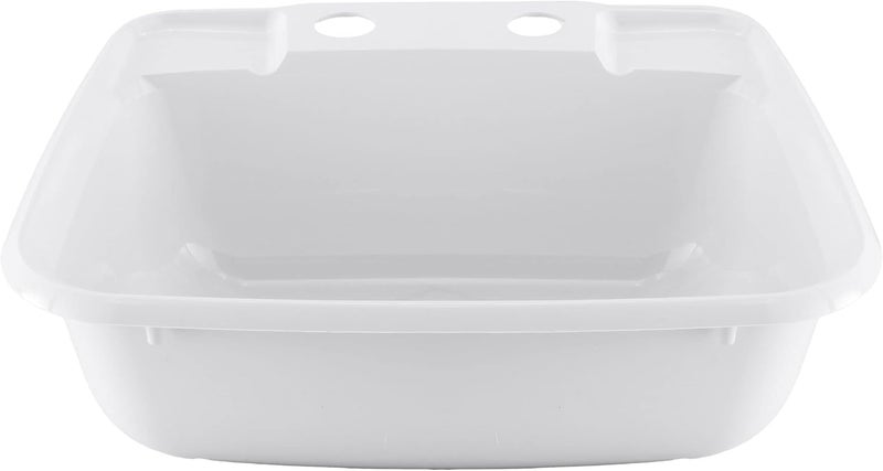 RecPro Rectangle RV Bathroom Sink | Single Bowl Lavatory Sink | Camper Basin | Plastic (White) - Image 5