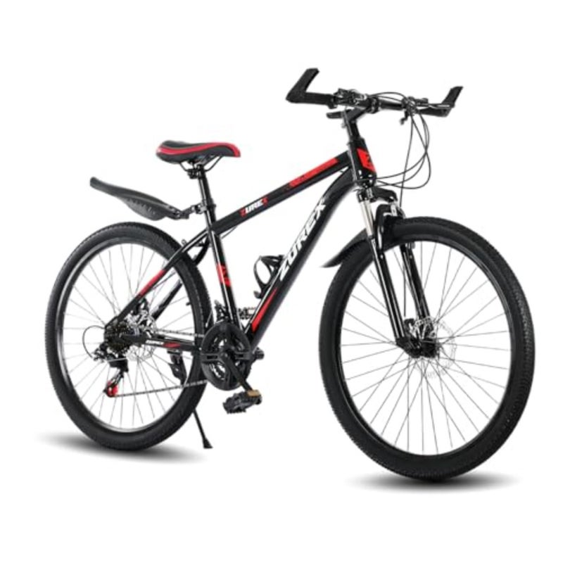 دراجة جبلية للبالغين، مقاس 26 بوصة MTB مع مبدلات 21 سرعة، نظام تعليق أمامي، فرامل قرصية مزدوجة، إطار فولاذي عالي الكربون، مقعد قابل للتعديل - Image 1