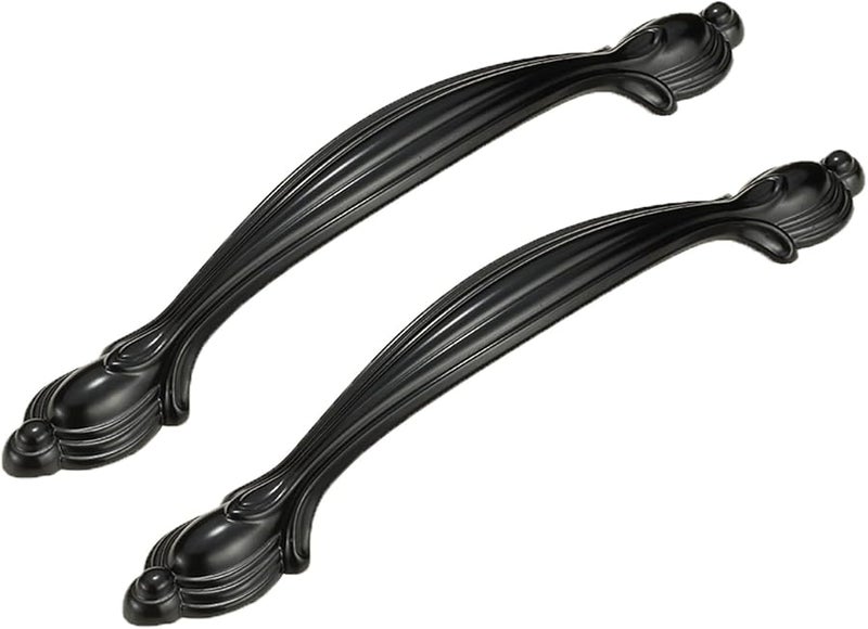 Black Zinc Alloy Furniture Pull Handles 2 Pcs Kitchen Cabinet Door Knobs Retro Drawer Handles Hole Distance 96mm - Image 1