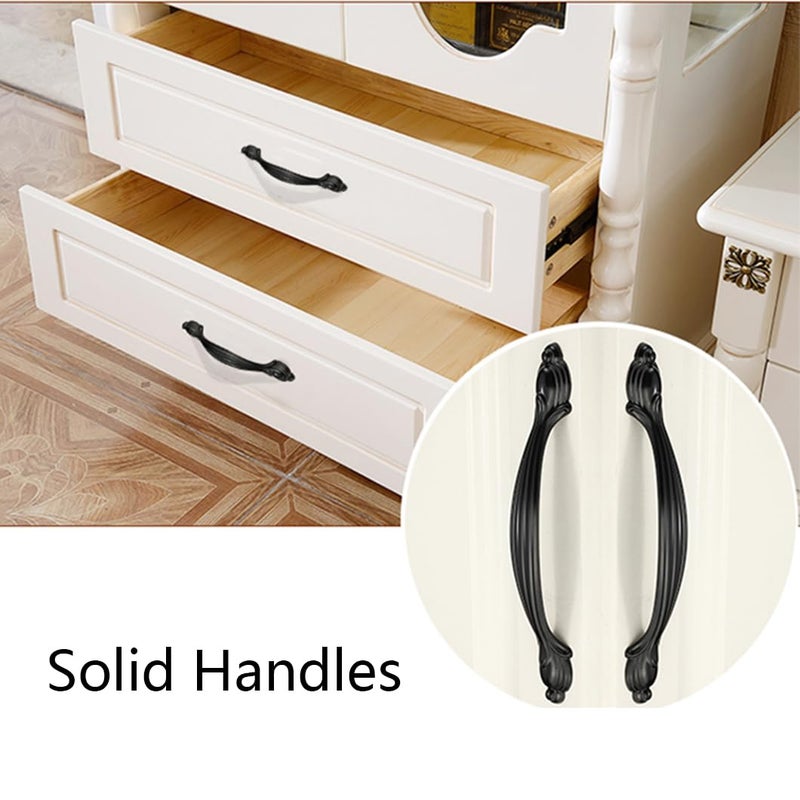 Black Zinc Alloy Furniture Pull Handles 2 Pcs Kitchen Cabinet Door Knobs Retro Drawer Handles Hole Distance 96mm - Image 3