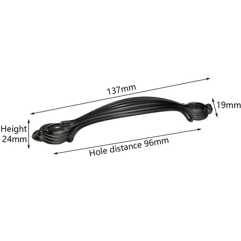 Black Zinc Alloy Furniture Pull Handles 2 Pcs Kitchen Cabinet Door Knobs Retro Drawer Handles Hole Distance 96mm - Image 4