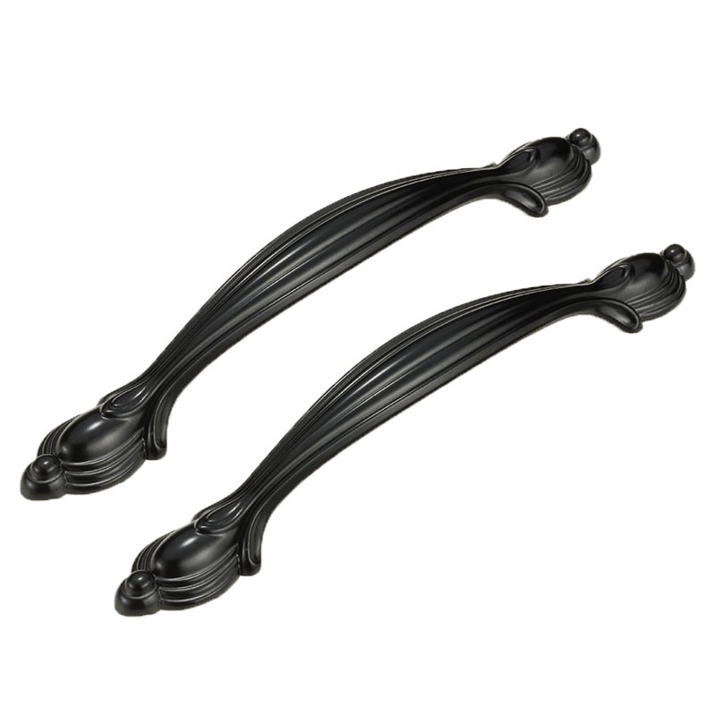 Black Zinc Alloy Furniture Pull Handles 2 Pcs Kitchen Cabinet Door Knobs Retro Drawer Handles Hole Distance 96mm - Image 2