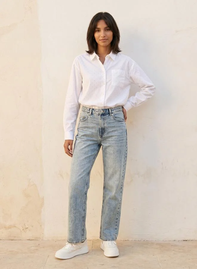 Lee Cooper BLUE Lee Cooper Straight Fit Cotton Jeans for Women | Best Price UAE