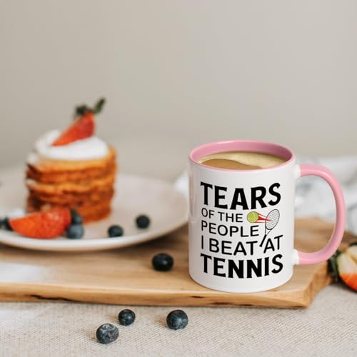 Maustic Tennis Gifts for Women, Funny Gifts for Tennis Players Coach, 11 Oz Two Tone (White & Pink) - Image 3