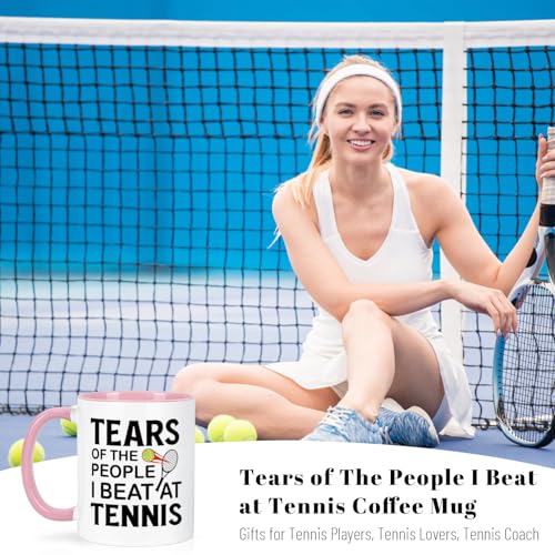 Maustic Tennis Gifts for Women, Funny Gifts for Tennis Players Coach, 11 Oz Two Tone (White & Pink) - Image 5