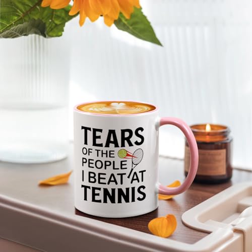 Maustic Tennis Gifts for Women, Funny Gifts for Tennis Players Coach, 11 Oz Two Tone (White & Pink) - Image 2