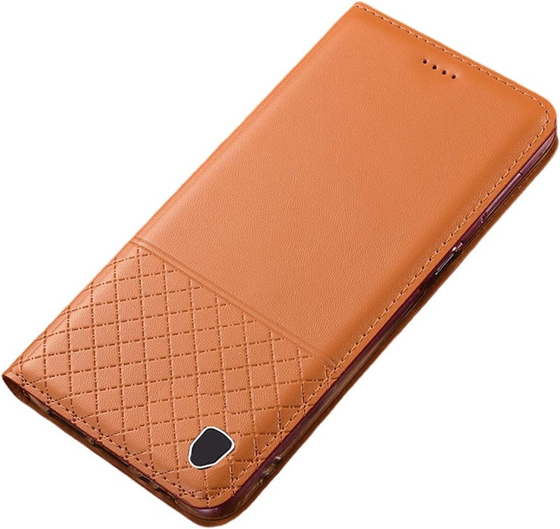 YUANSHXM-Wallet Case for OnePlus 12, All-Inclusive Protection Genuine Leather Magnetic Book Folding Flip Case with Kickstand TPU Shockproof Protective Phone Cover (Brown2) - Image 1