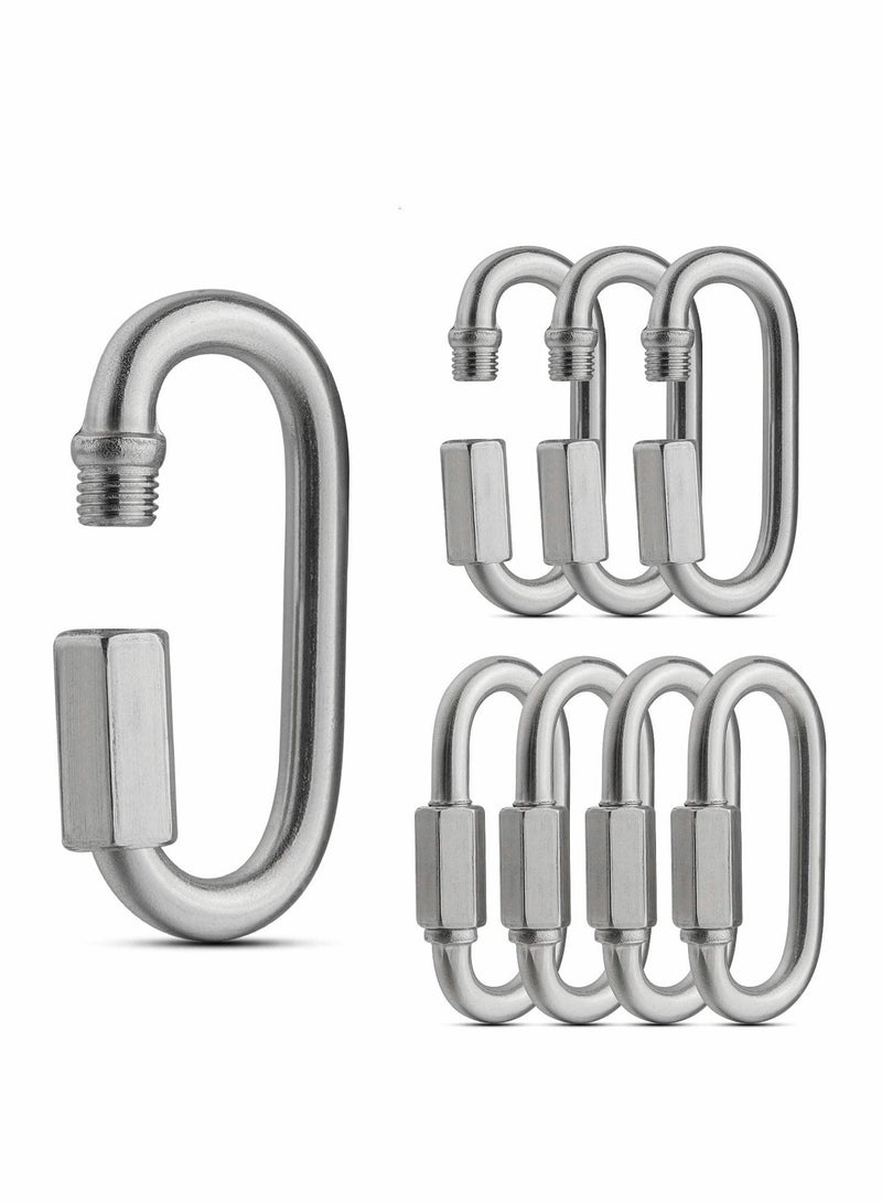 KASTWAVE Quick Connect Ring, Stainless Steel Oval Locking Carabiner Clip, Tow Chain Quick Links, Rope Connector for Trailer, Swing, Hammocks, Cable, Camping 8 Pack - Image 1
