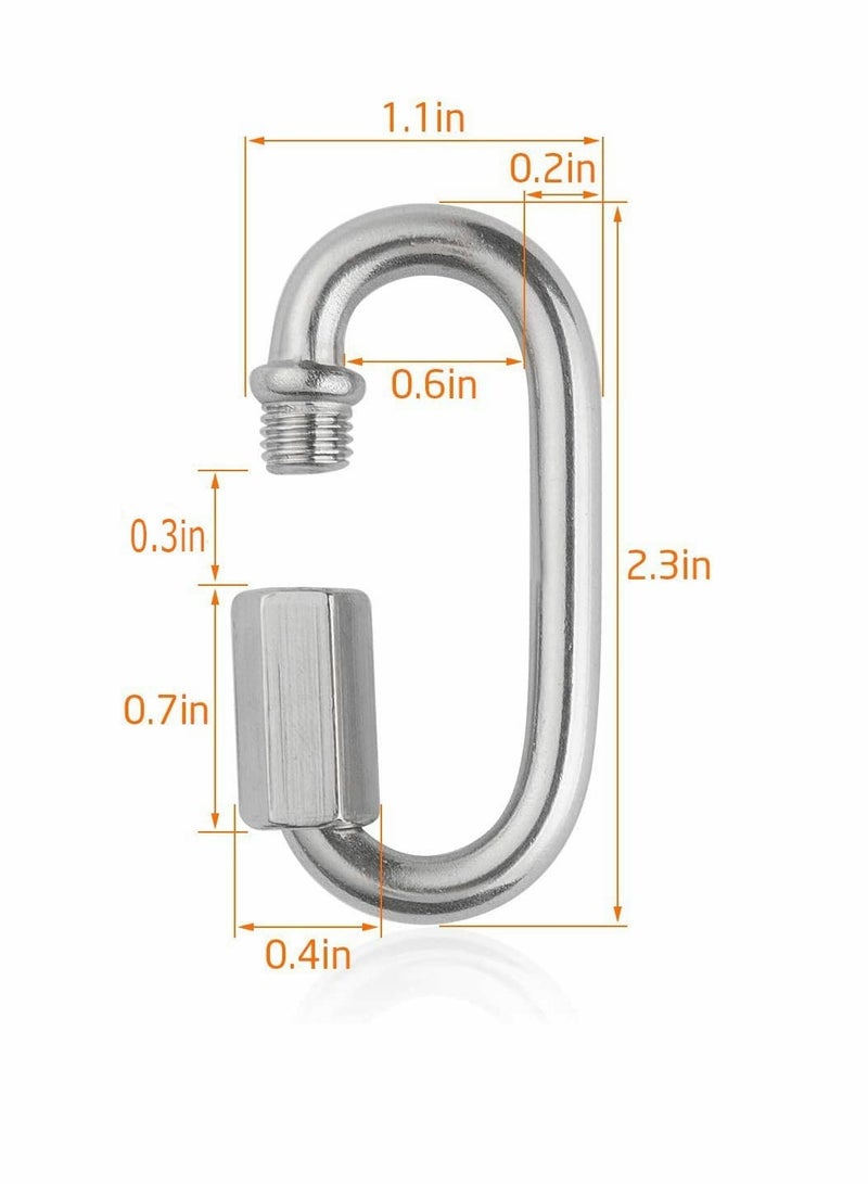 KASTWAVE Quick Connect Ring, Stainless Steel Oval Locking Carabiner Clip, Tow Chain Quick Links, Rope Connector for Trailer, Swing, Hammocks, Cable, Camping 8 Pack - Image 2