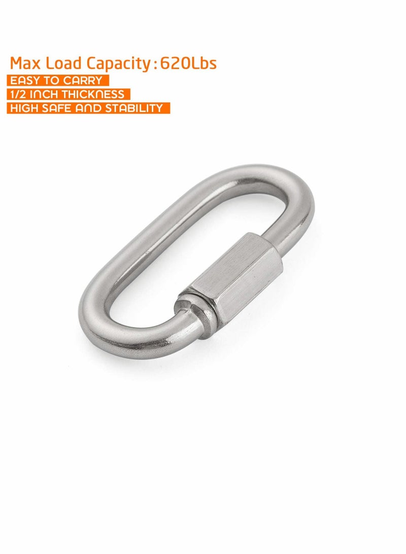KASTWAVE Quick Connect Ring, Stainless Steel Oval Locking Carabiner Clip, Tow Chain Quick Links, Rope Connector for Trailer, Swing, Hammocks, Cable, Camping 8 Pack - Image 3