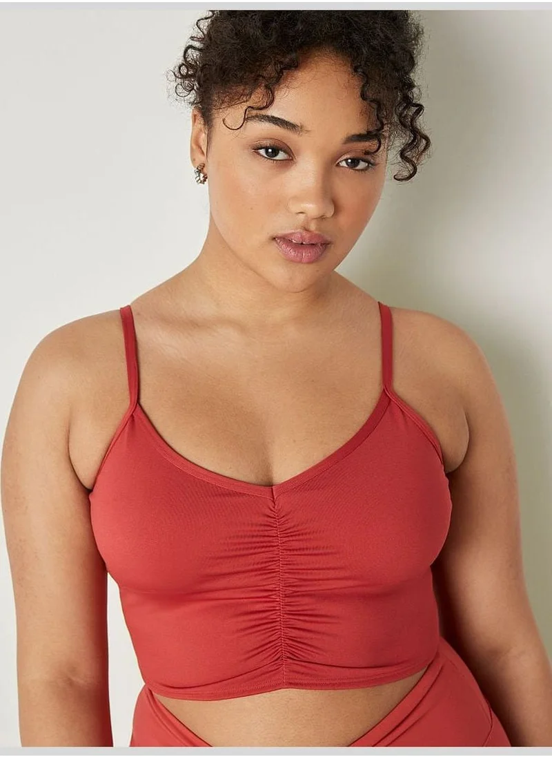 PINK Ultimate Ruched-Front Lightly Lined Sports Bra