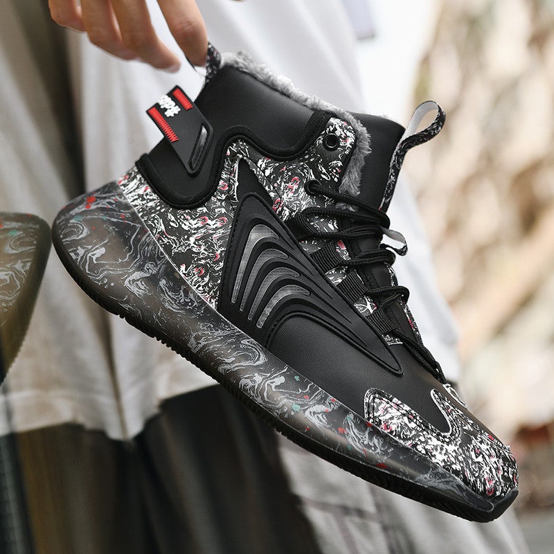 Men'S Shoes Plus Size Winter High-Top Shoes Basketball Shoes Couple Running Shoes Fleece-Lined Cotton Shoes Men'S Warm Sneaker - Image 3
