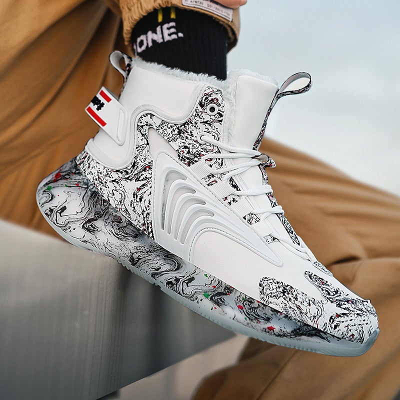 Men'S Shoes Plus Size Winter High-Top Shoes Basketball Shoes Couple Running Shoes Fleece-Lined Cotton Shoes Men'S Warm Sneaker - Image 5