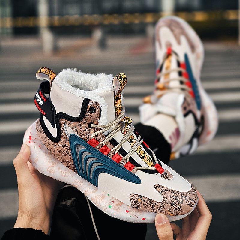 Men'S Shoes Plus Size Winter High-Top Shoes Basketball Shoes Couple Running Shoes Fleece-Lined Cotton Shoes Men'S Warm Sneaker - Image 4