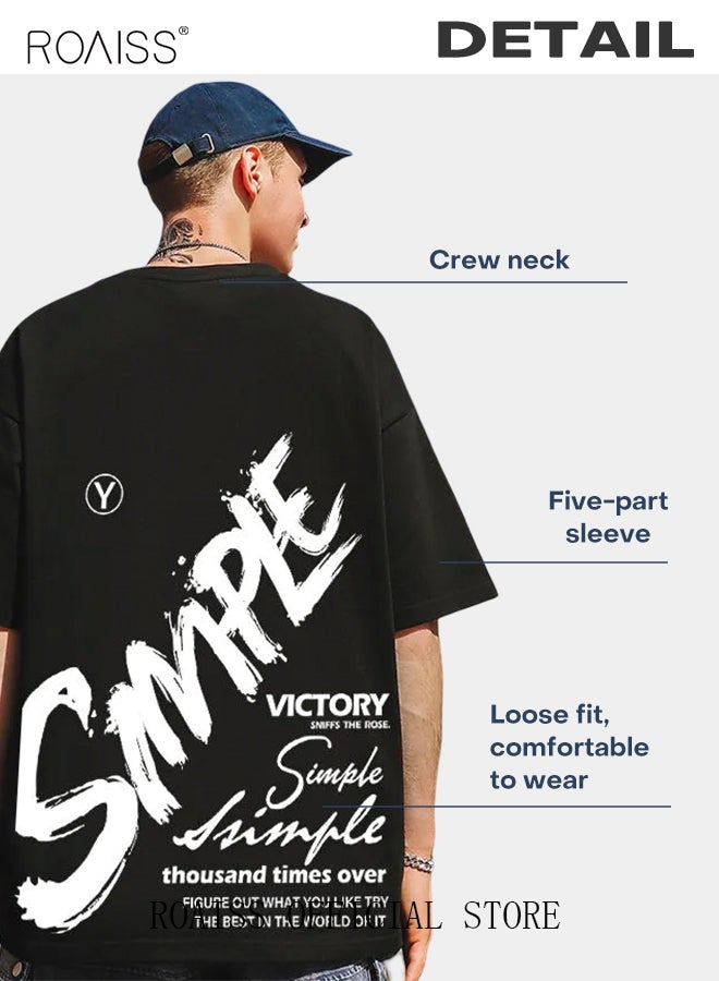 roaiss Men Oversized T Shirt Letter Streetwear Tshirts Man Fashion Casual Loose Cotton Hip Hop Y2K T-shirt Tops - Image 1