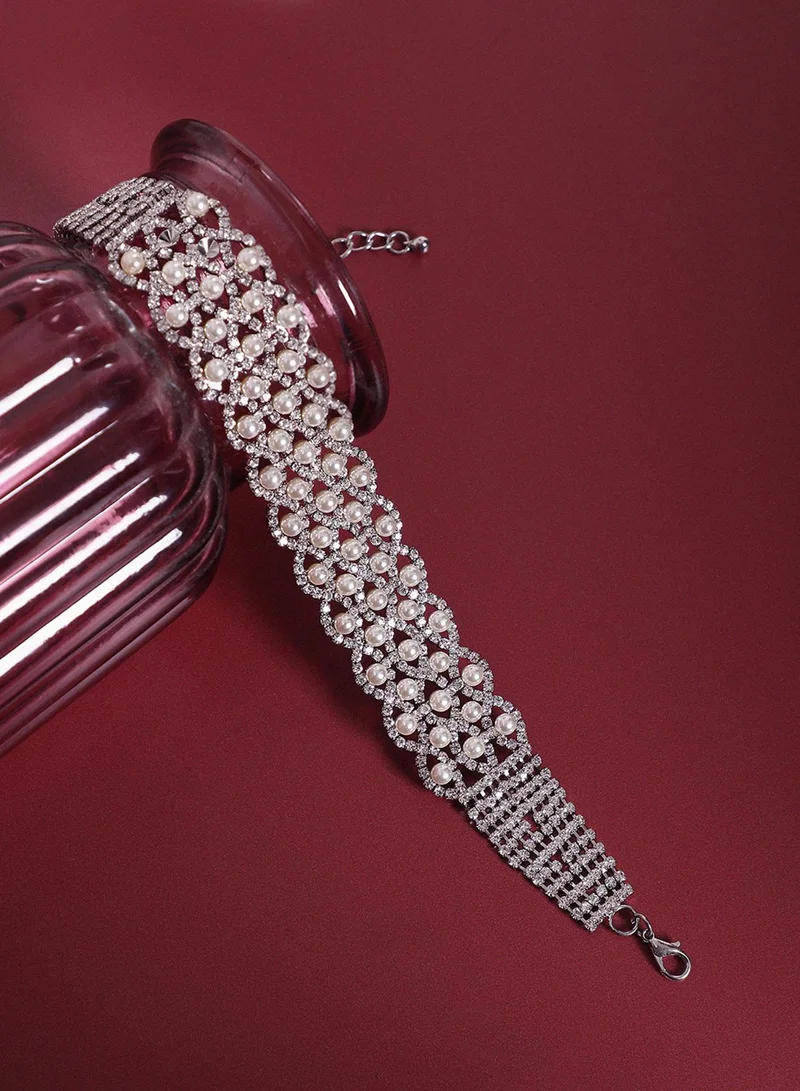 SOHI Pearl Crystal Choker Artificial Necklace Jewellery