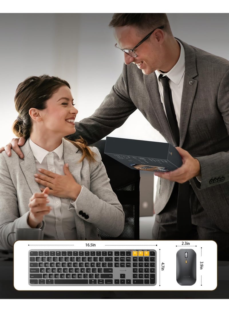 ProtoArc Backlit Bluetooth Keyboard and Mouse for Mac, KM100-A Full Size Wireless Keyboard Mouse for Mac, Multi-Device Rechargeable for MacBook Pro/Air, iPhone, iPad, Space Gray - Image 2