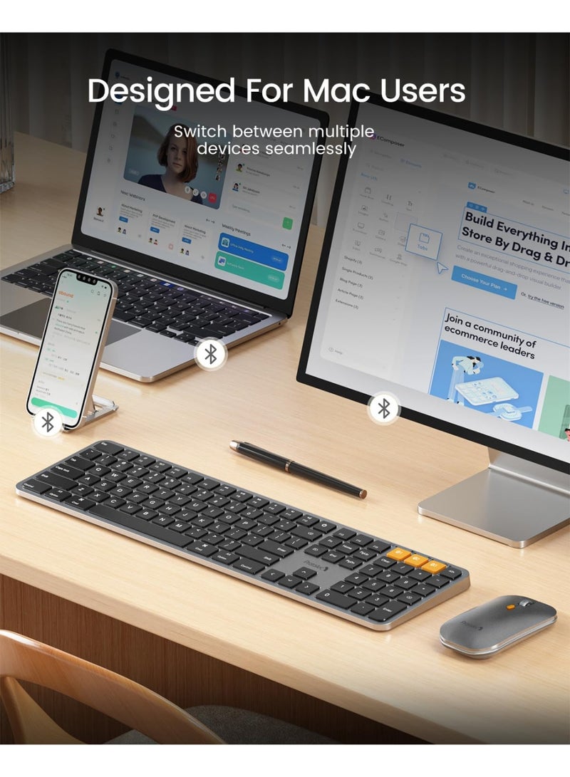 ProtoArc Backlit Bluetooth Keyboard and Mouse for Mac, KM100-A Full Size Wireless Keyboard Mouse for Mac, Multi-Device Rechargeable for MacBook Pro/Air, iPhone, iPad, Space Gray - Image 4