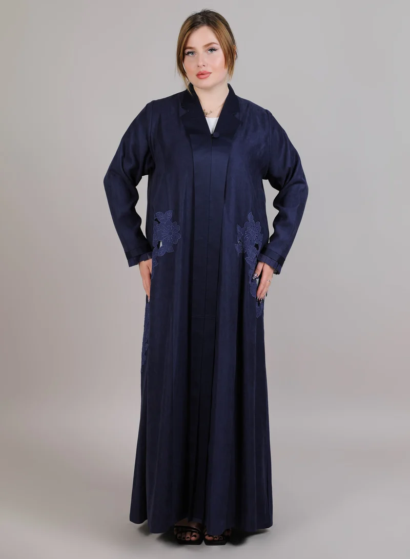 MSquare Fashion MSquare Fashion Navy Laser Cut Abaya