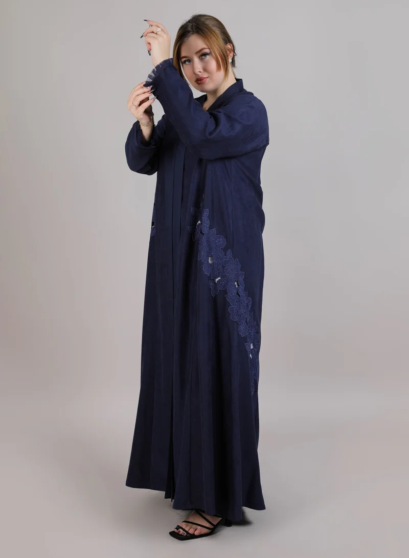 MSquare Fashion MSquare Fashion Navy Laser Cut Abaya