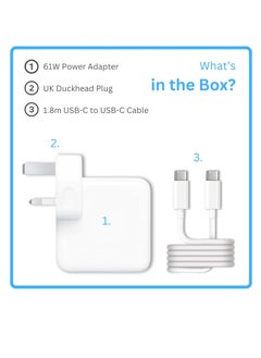 Generic MacBook Air/Pro Charger - 61W USB C Power Adaptor with 1.8m/6ft USC C to USB C Charger Cable - Compatible with Mac Book Air/Pro - 61W Replacement Apple Mac Charger with Fast Charging Technology  - Image 2