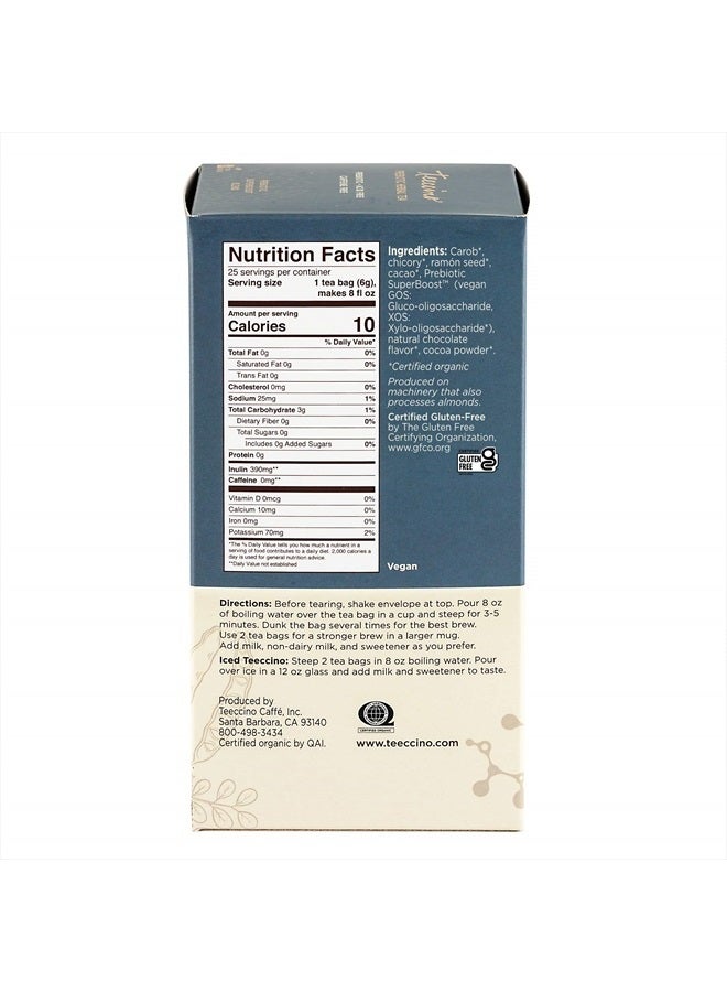 teeccino Dark Chocolate Prebiotic Superboost™ Herbal Tea - Support Your Probiotics with Vegan GOS & Organic XOS for Good Gut Health and Regularity, 25 Tea Bags (Pack of 1) - Image 2