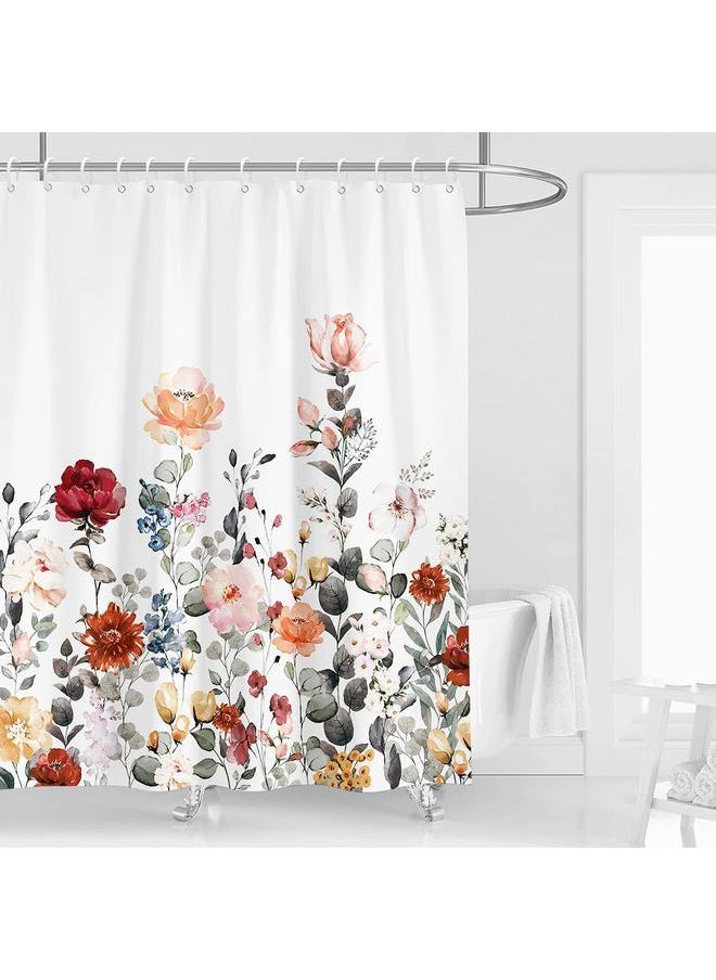 Bluejw Polyester Shower Curtain  Explosions Flowers And Plants Watercolor Bathroom Four-piece Dry And Wet Separation Isolation Waterproof Bath  - Image 1